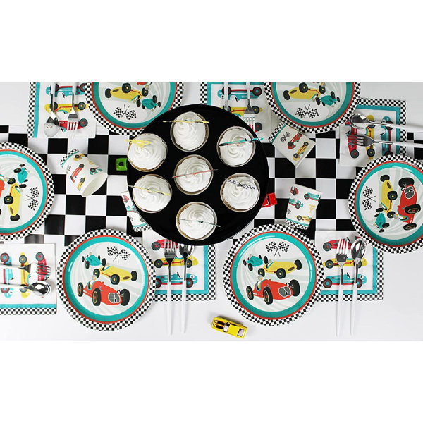 ChangzanInvest Vintage Race Car Plates, 12 Ct Paper Plates For Race